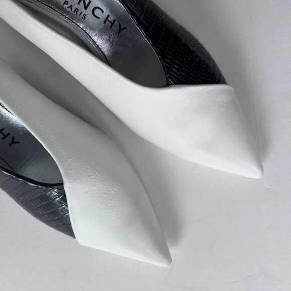Givenchy Mod Black & White Lambskin & Exotic Pointed Toe Heels 38.5 EU 8 US - Picture 5 of 16